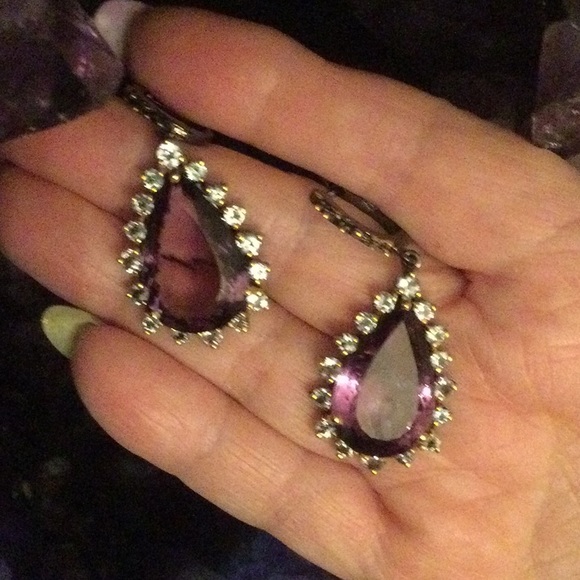 Exceptional Genuine  AAA+ Royal Purple Amethyst & Aquamarine Earrings - Picture 7 of 9